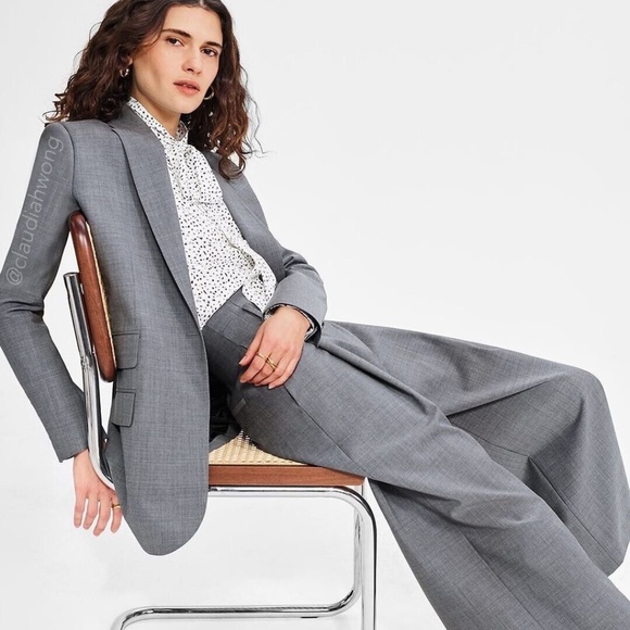 New GWYN Lauren Wool Tailored Blazer Jacket in Light Grey Marl - Picture 8 of 13